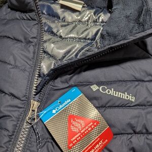 Columbia Long Vest Omni Heat, Slope Edge Long Navy Puffer Vest. New WLarge